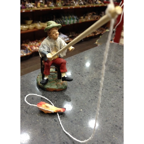 Pescatore statua presepe vestito in stoffa 10 cm|Pastori napoletani