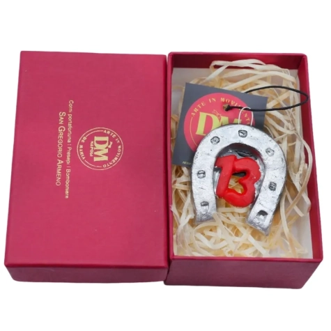 Ferro di cavallo con 13 portafortuna 6 cm in scatola regalo