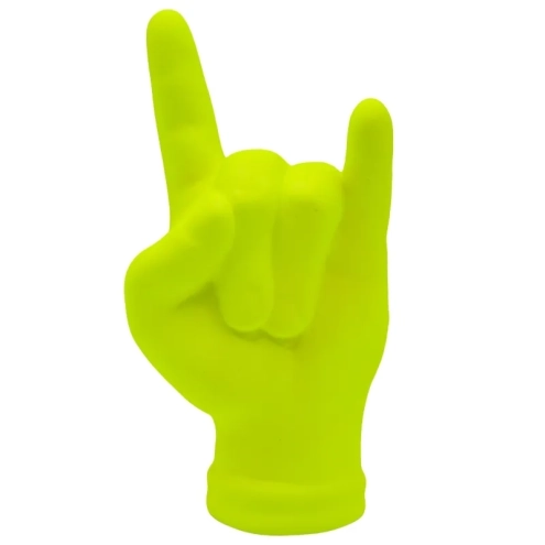 Corna mano portafortuna giallo fluo in terracotta