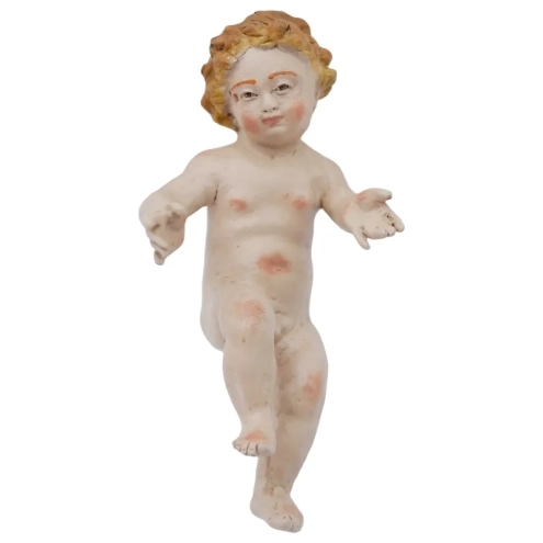 Gesù Bambino napoletano con occhi in vetro per pastori da 30-35 cm