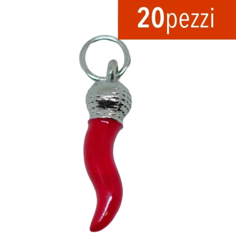 20 Ciondoli portafortuna con corno borbone 3 cm