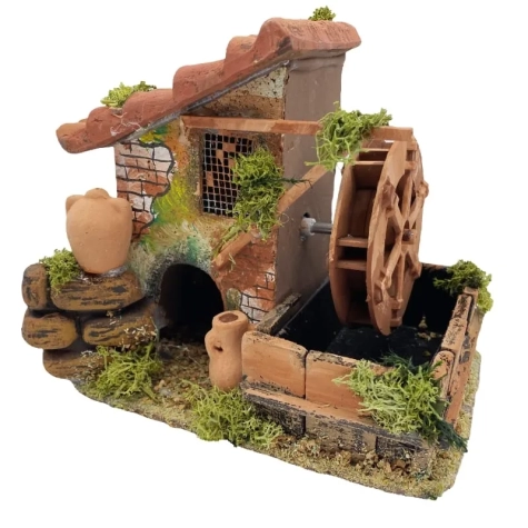Mulino ad acqua in sughero con ruota laterale 15 cm 2