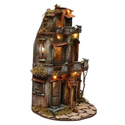 Presepe in sughero con luci 50 cm 2