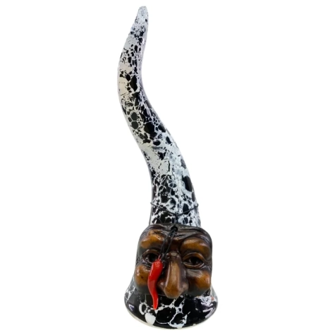 Corno Pulcinella in ceramica bianco nero 25 cm