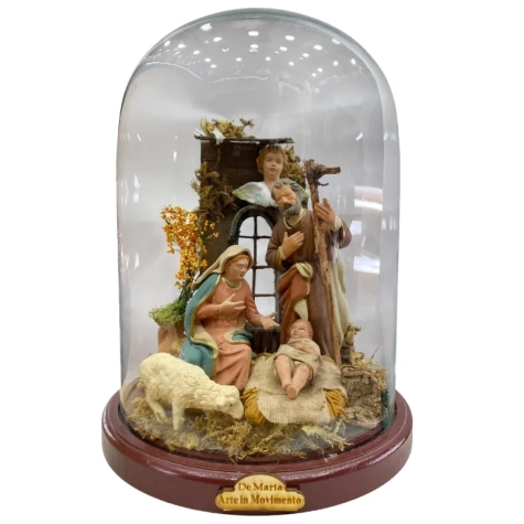 Campana da 25 cm con natività in terracotta da 15 cm