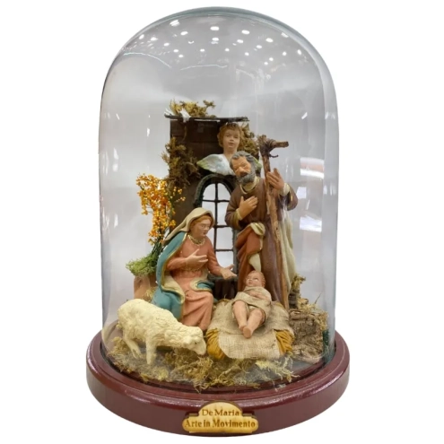 Campana da 25 cm con natività in terracotta da 15 cm