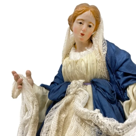 Madonna con occhi in vetro e vestiti in stoffa san leucio 25 cm 2