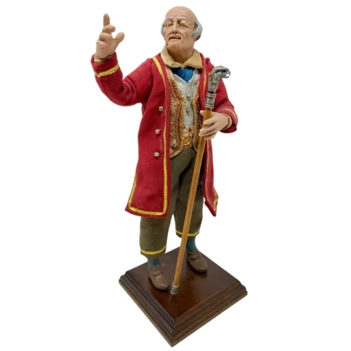 Aristocratico con occhi in vetro e vestiti in stoffa san leucio 25 cm