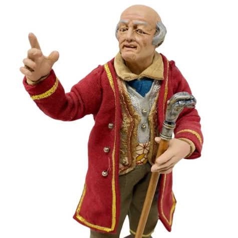Aristocratico con occhi in vetro e vestiti in stoffa san leucio 25 cm 2