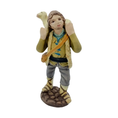 Uomo con pecora sulle spalle in terracotta 7 cm