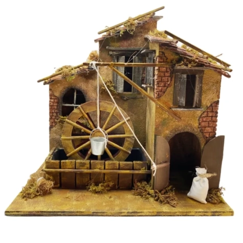 Mulino ad acqua in sughero A48 cm L40 cm P28 cm