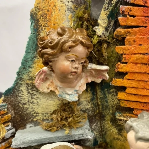 Campana con natività statuine del 700 napoletano da 50 cm 2
