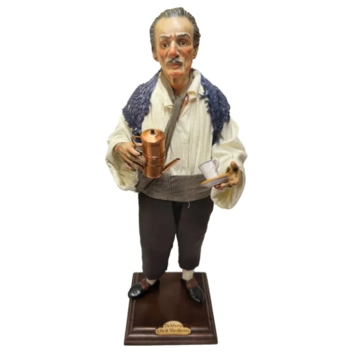 Statuina di Eduardo De Filippo con occhi in vetro e vestiti in stoffa 40 cm