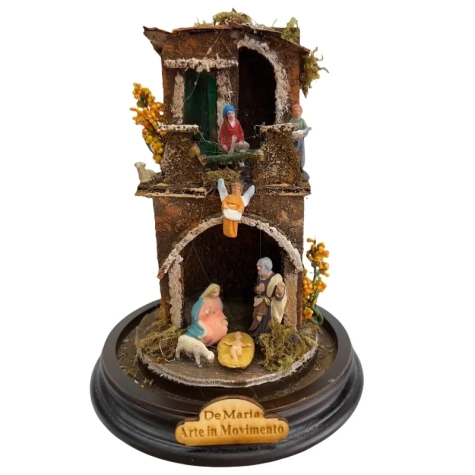 Presepe in campana 20 cm con pastori 2 cm 2