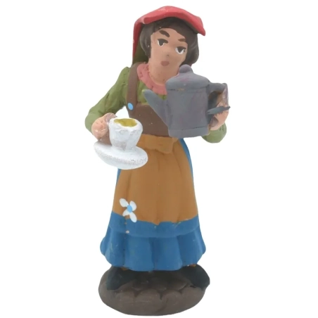 Donna caffettaia in terracotta 7 cm