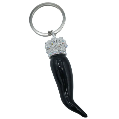 Portachiavi Corno luxury nero in ceramica 7 cm