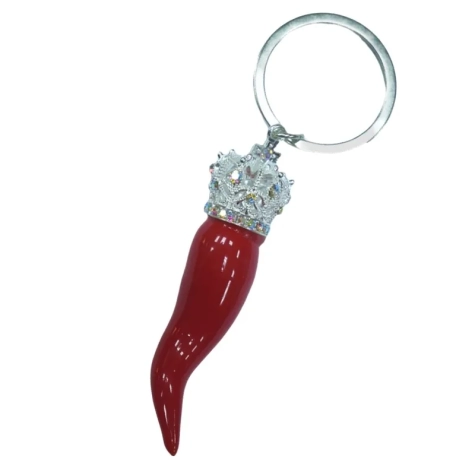 Portachiavi Corno luxury rosso in ceramica 7 cm in scatola regalo 2