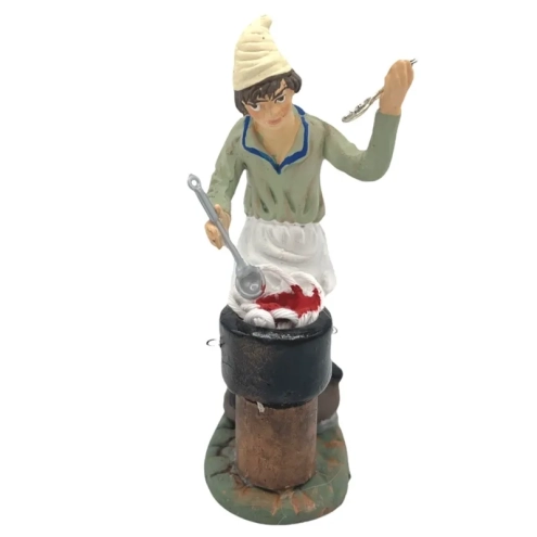 Cuoco che cucina spaghetti in terracotta 10 cm