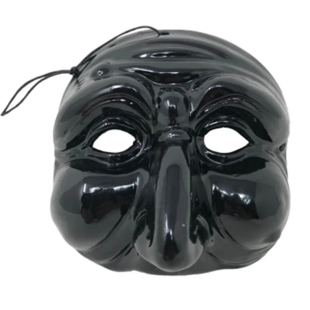 Maschera di Pulcinella nero 8-10 cm in scatola regalo