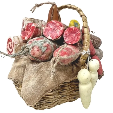 Cestino con salumi in cera per pastori da 30 a 60 cm
