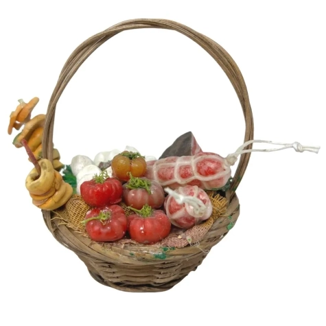 Cesto con frutta in cera per pastori da 18 a 30 cm
