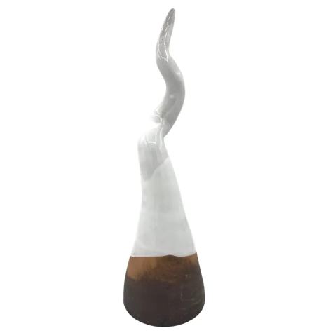 Corno bianco antico in ceramica da tavolo 40 cm 2