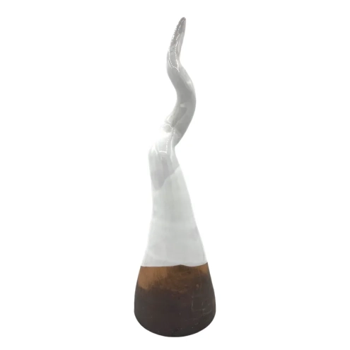 Corno bianco antico in ceramica da tavolo 40 cm