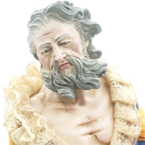 San Giuseppe antico con occhi di vetro e vestiti in stoffa san leucio 35 cm 2