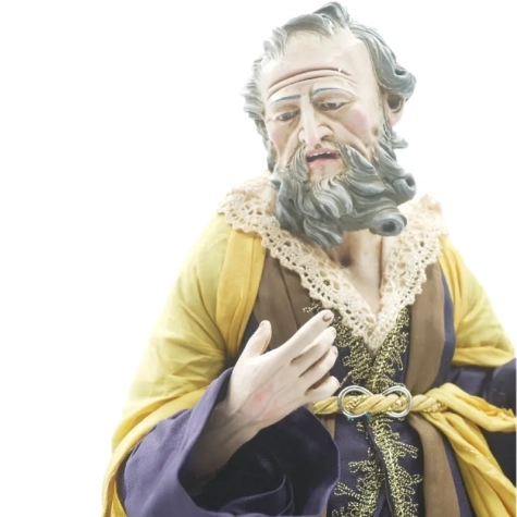 San Giuseppe antico con occhi in vetro e vestiti in stoffa san leucio 35 cm 2