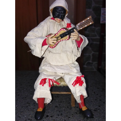 pulcinella in terracotta vestito stoffe presepe