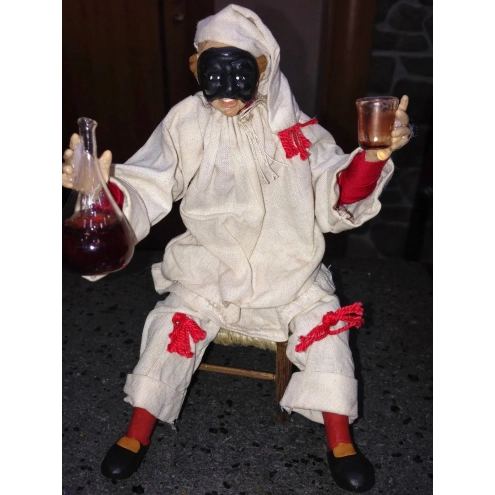 pulcinella in terracotta vestito stoffe presepe