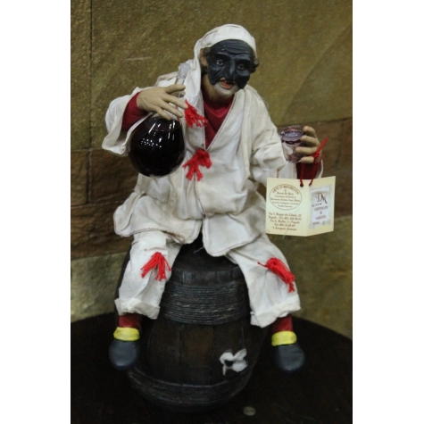 pulcinella in terracotta vestito stoffe presepe