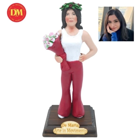 Statuina con il tuo volto da 15 cm su piedistallo e con etichetta 2