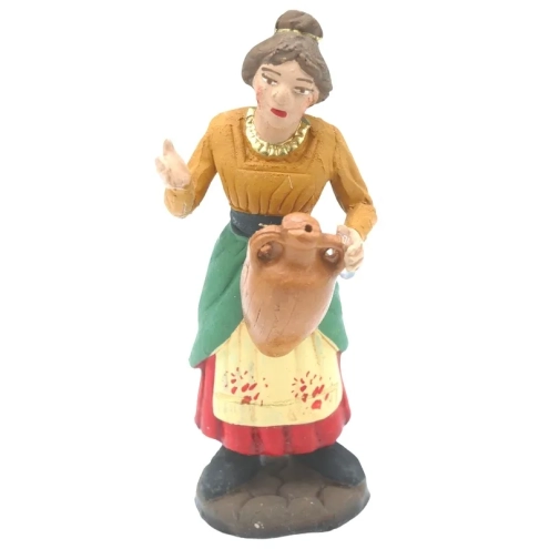 Donna con brocca che trasporta acqua in terracotta 10 cm