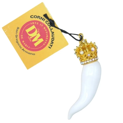 Corno reale luxury bianco ceramica in scatola regalo 7 cm 2