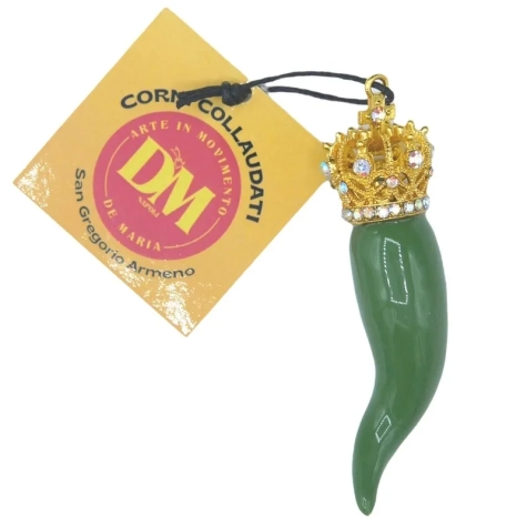 Corno luxury verde ceramica in scatola regalo 7 cm 2