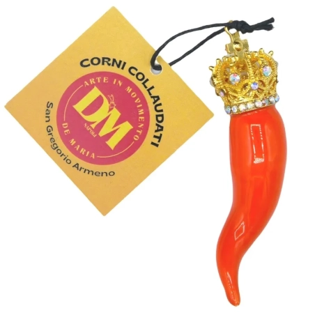 Corno luxury arancione ceramica in scatola regalo 7 cm