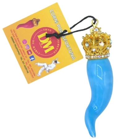 Corno luxury azzurro ceramica in scatola regalo 7 cm