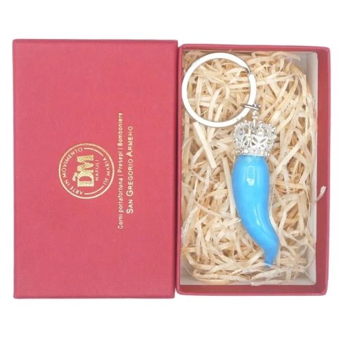 Portachiavi Corno luxury rosa in ceramica 7 cm in scatola regalo