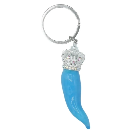 Portachiavi Corno luxury azzurro in ceramica 7 cm