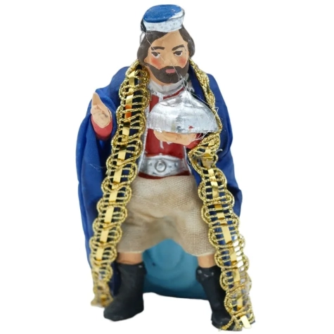 Re Magio con mirra vestito in stoffa 10 cm