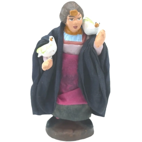 Donna con uccellini vestita in stoffa 7 cm