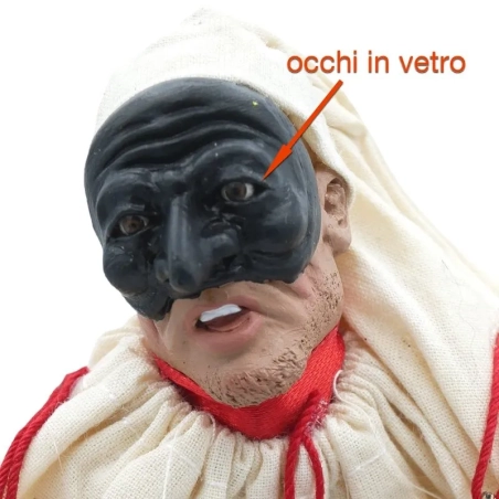 Pulcinella stile 700 con corni ed occhi in vetro 25 cm