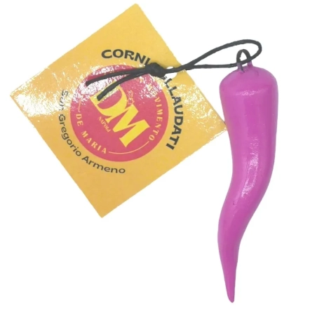 Corno fucsia in ceramica 7 cm in scatola regalo