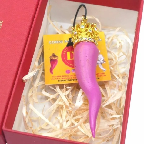 Corno luxury fucsia in ceramica 8 cm in scatola regalo 2
