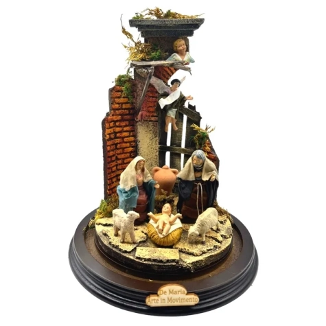 Campana da 30 cm con natività in terracotta da 10 cm 2