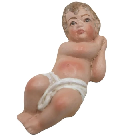 Gesù Bambino napoletano con occhi in vetro per pastori da 20-25 cm