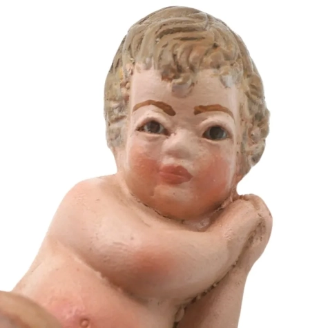 Gesù Bambino napoletano con occhi in vetro per pastori da 20-25 cm 2