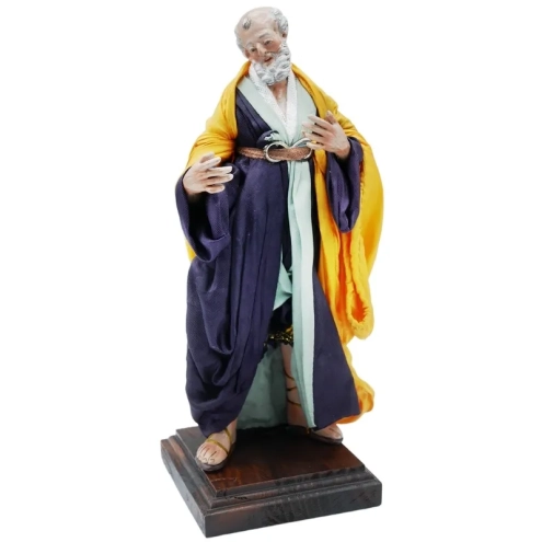 San Giuseppe con occhi in vetro e vestiti in stoffa san leucio 20 cm