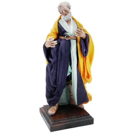 San Giuseppe con occhi in vetro e vestiti in stoffa san leucio 20 cm